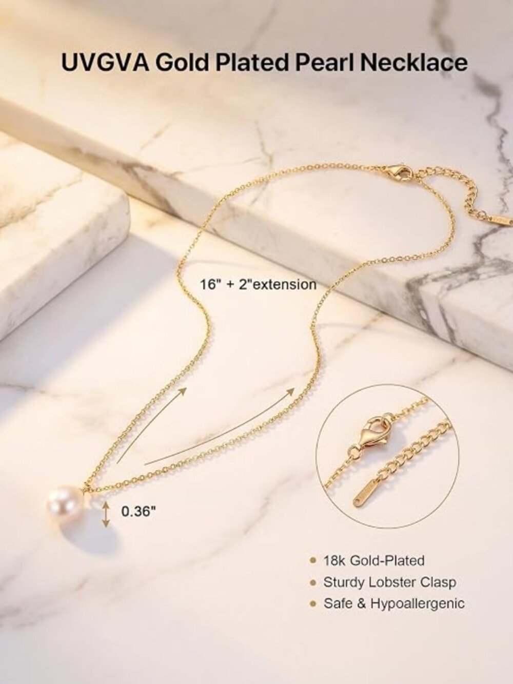 Gold & Pearl Jewelry Bundle – Ring (Size 8), Necklace, Bracelet & Dangle Earring - Picture 3 of 10